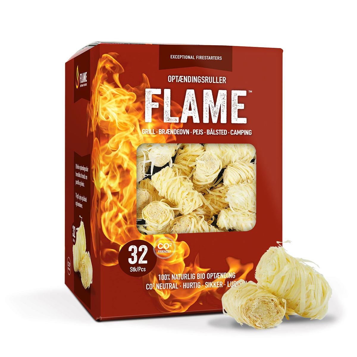Flame Optændingsruller - 32 Stk til Ude- og Indendørsbrug