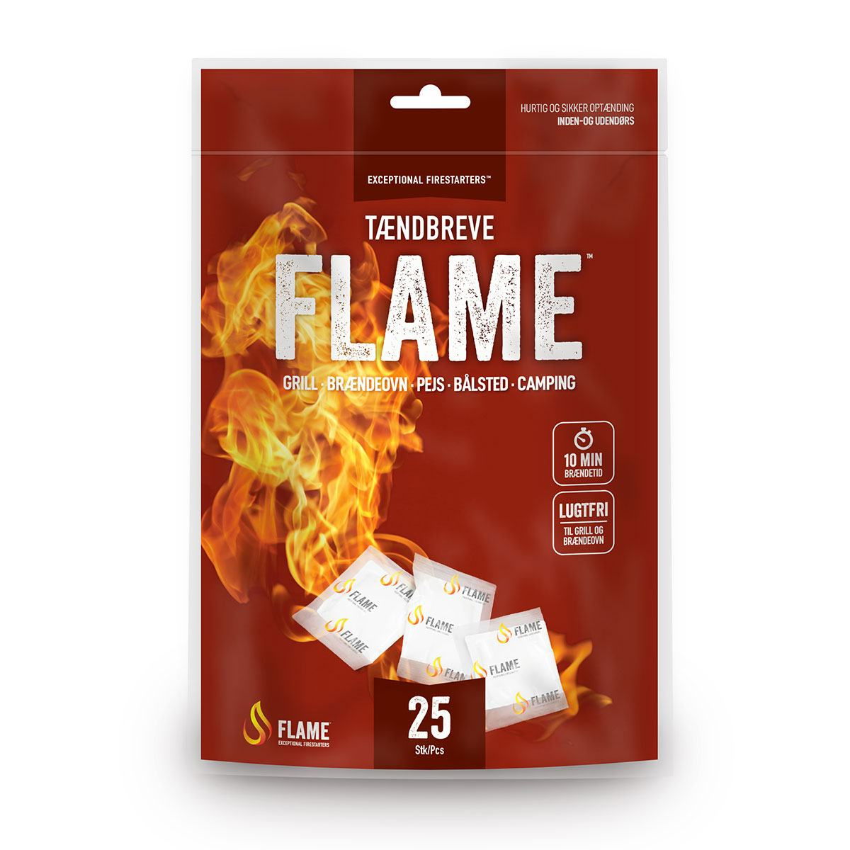 Flamme Tændbreve – 25 Stk til Hurtig Optænding og Grill