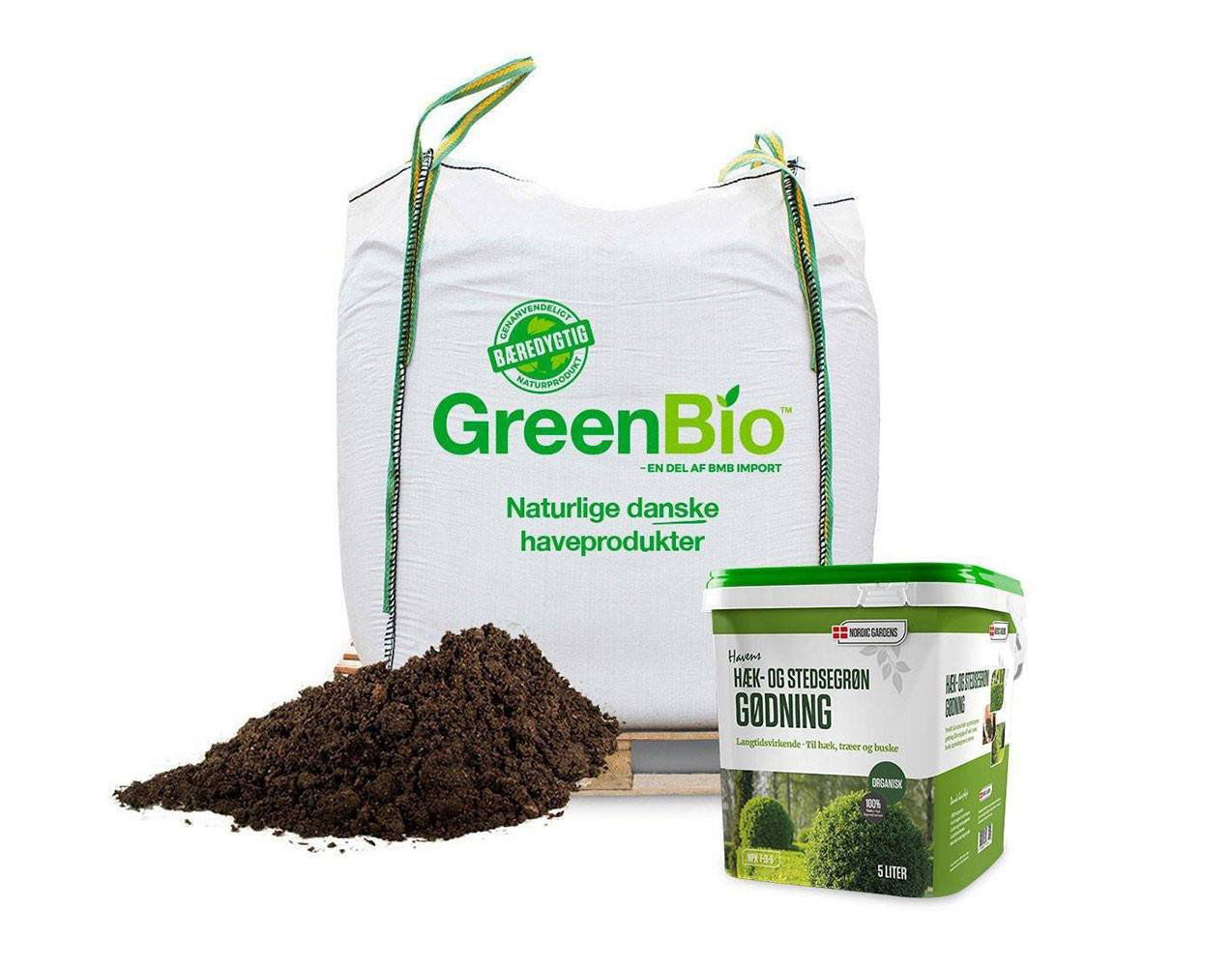 Hækjord med 5 liter organisk hækgødning fra Greenbio
