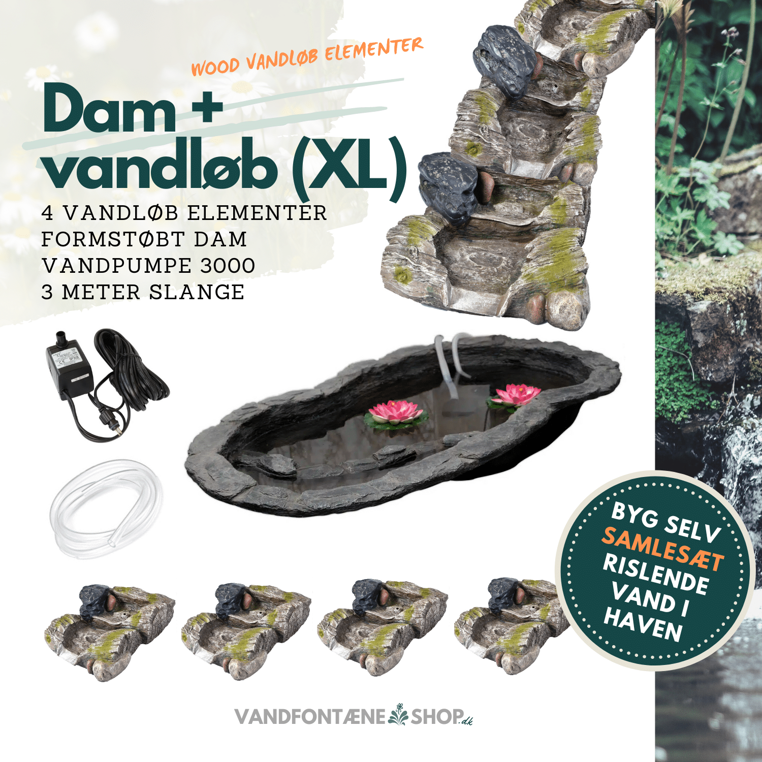Havedam Med Vandløb  Wood Design    Version