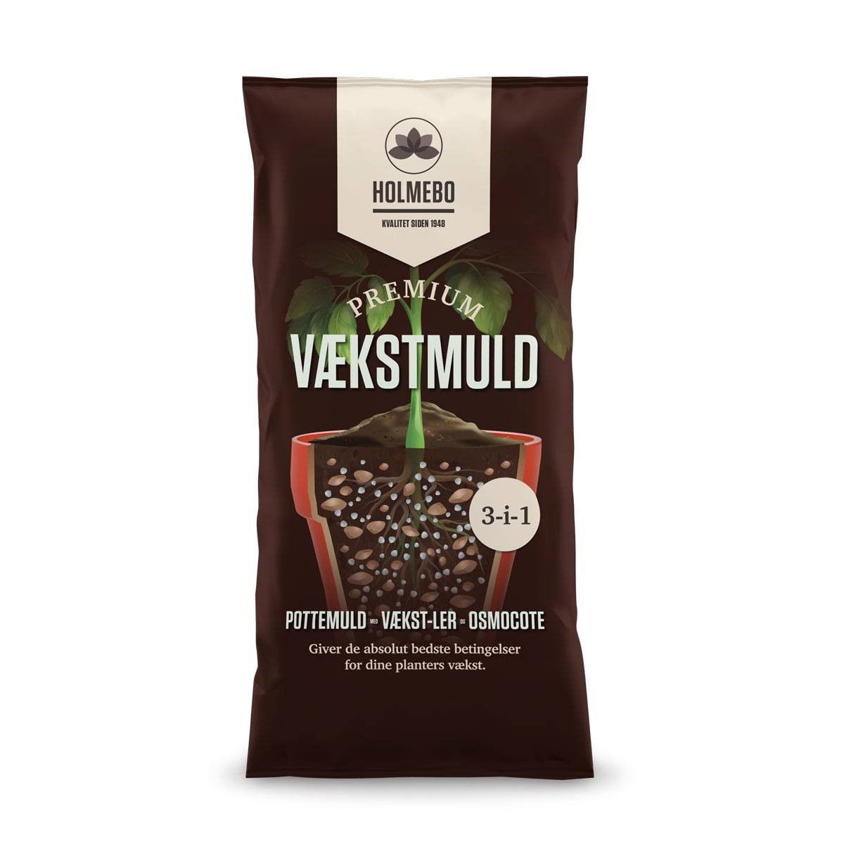 Holmebo Vækstmuld 40 Liter – Premium Pottemuld til Planter