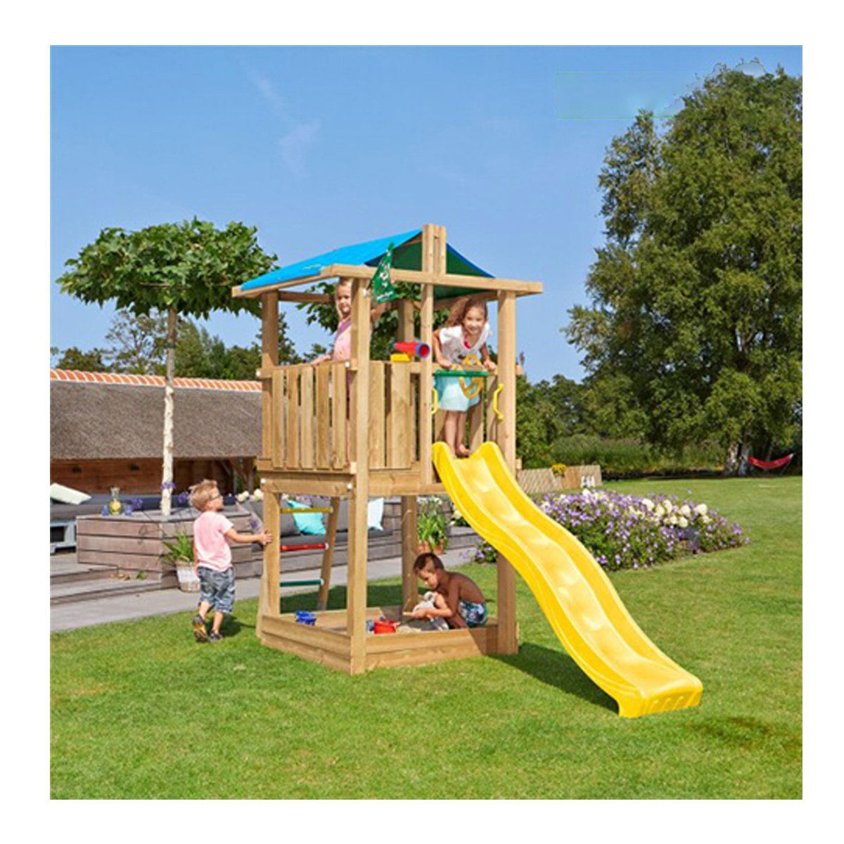 Jungle Gym Hut Legetårn med Rutsjebane - Sjov til Udeliv!