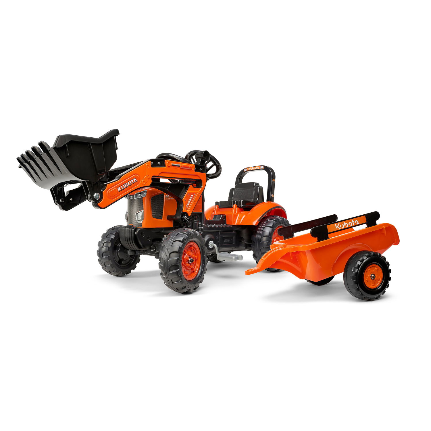 Kubota Pedaltraktor med Frontlæsser og Vogn til Børn
