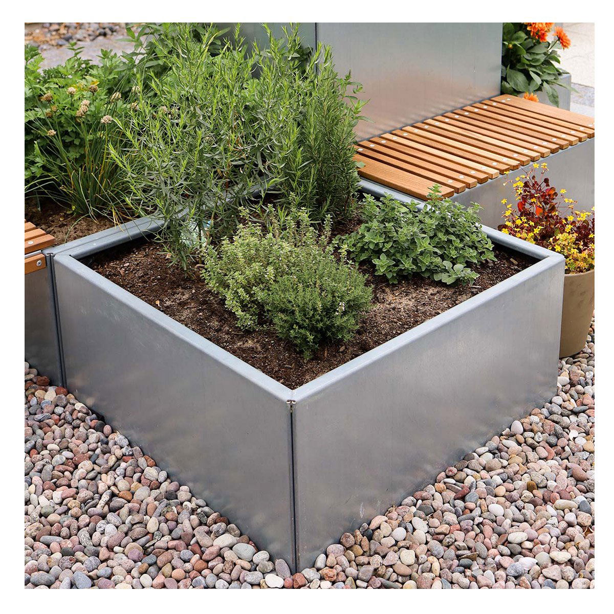 Moderne Galvaniseret Stål Plantekasse - 40x40x40 cm