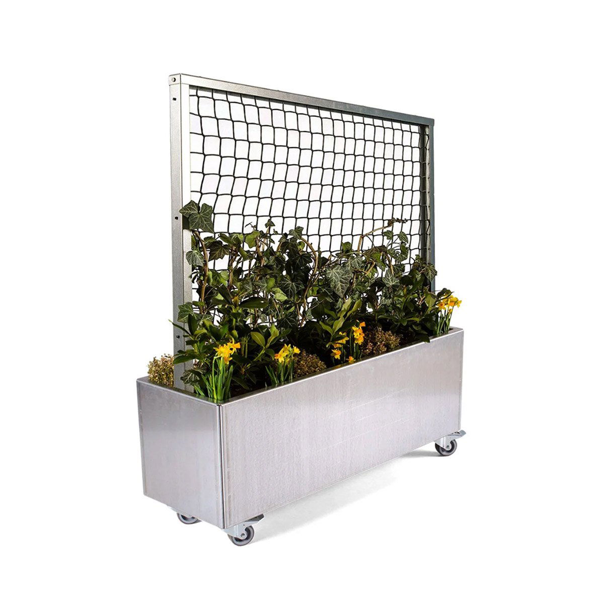 Moderne Plantekasse med Espalier og Hjul - Galvaniseret 180 cm