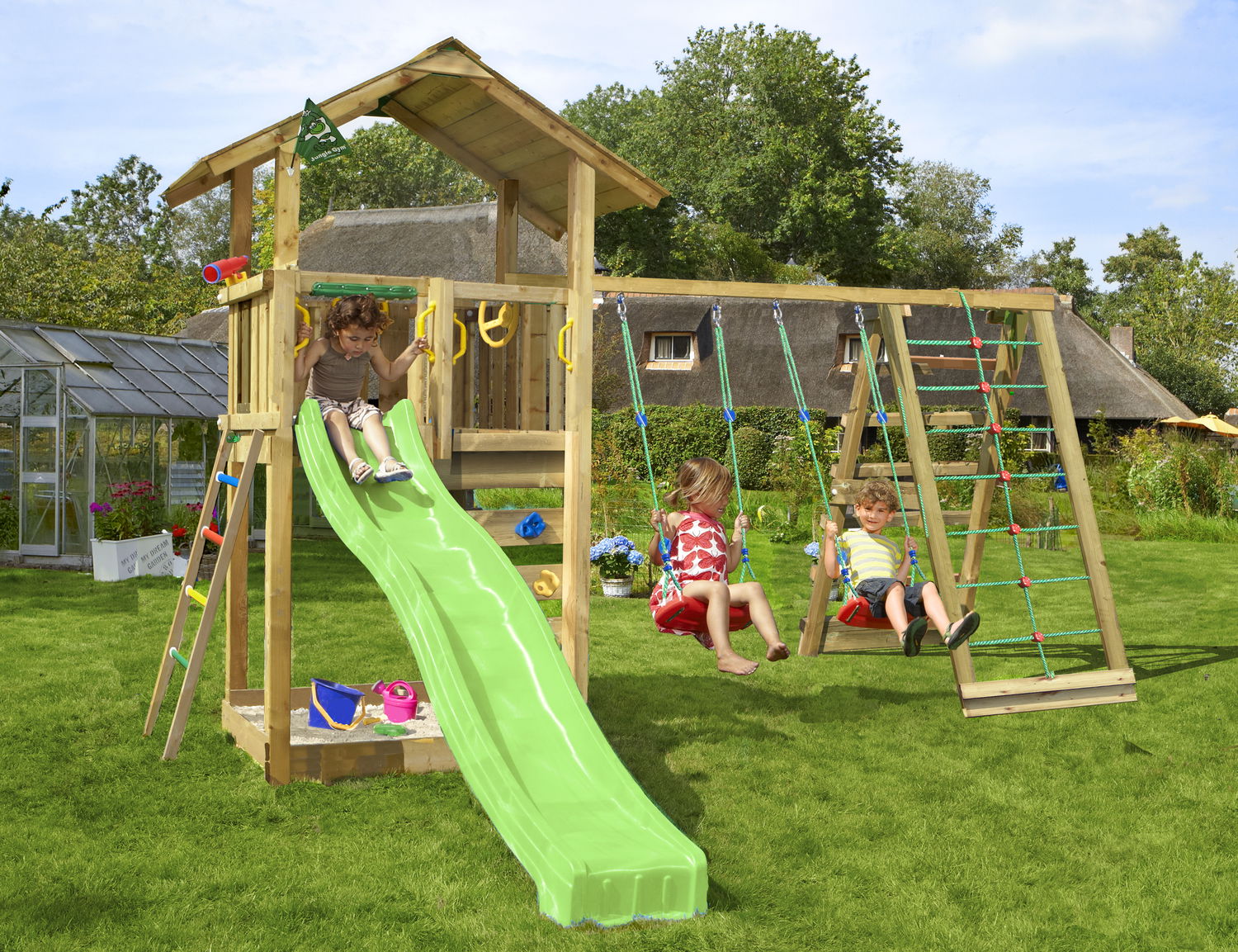 Legetårn Jungle Gym Sierra med Klatremodul og Rutschebane