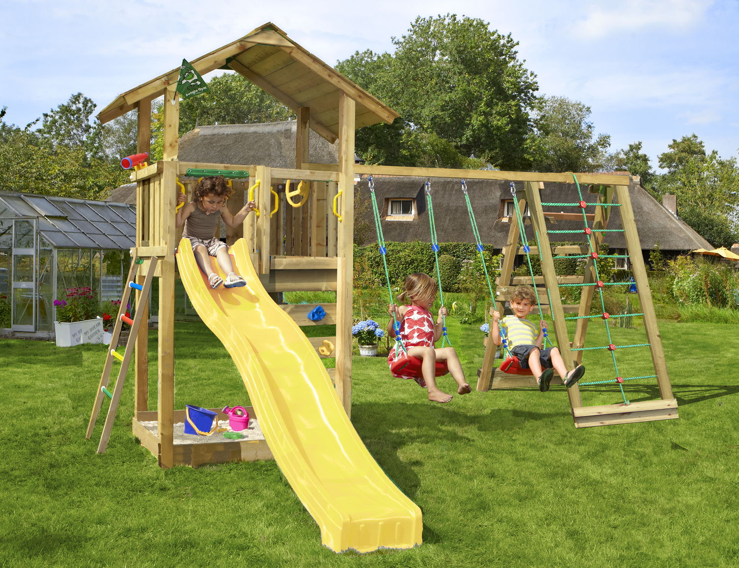 Legetårn Jungle Gym Sierra med Klatremodul og Rutschebane
