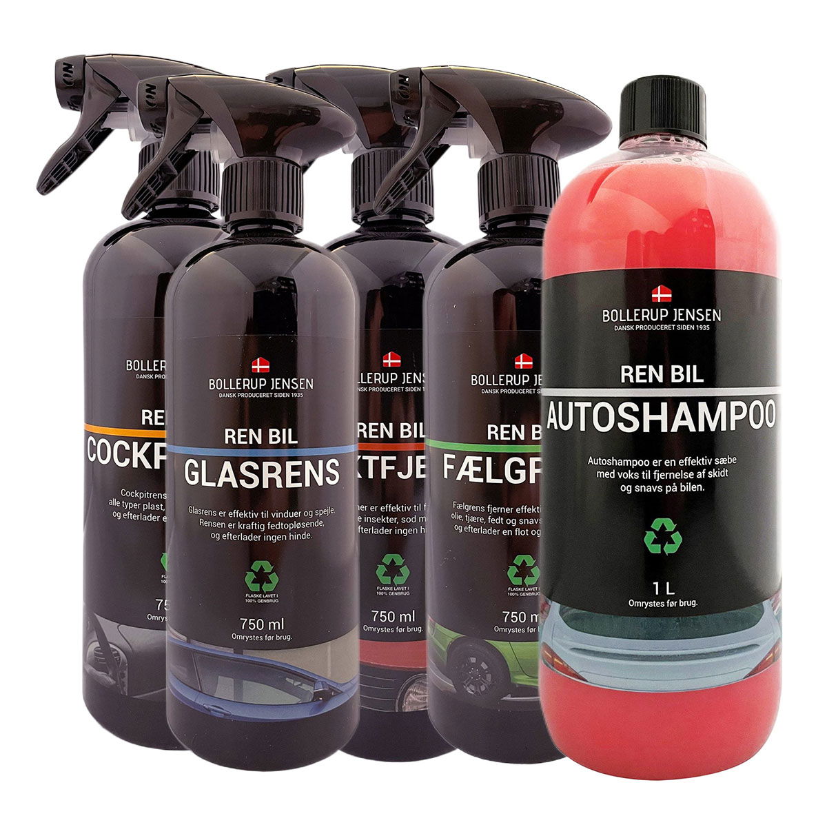 Ren Bil Plejesæt: Shampoo, Cockpitrens & Fælgerens