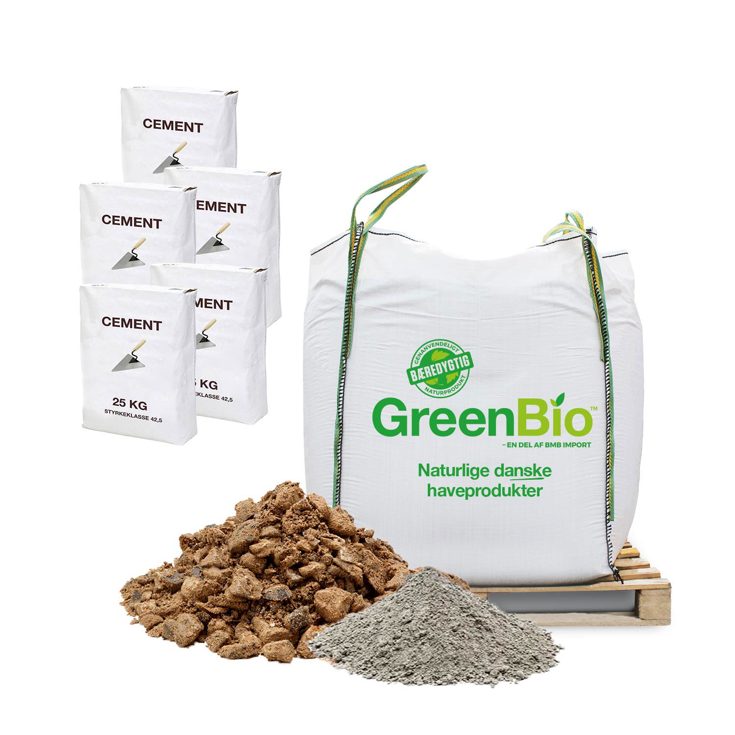 Støbepakke med 1000 Kg Støbemix og 125 Kg Cement