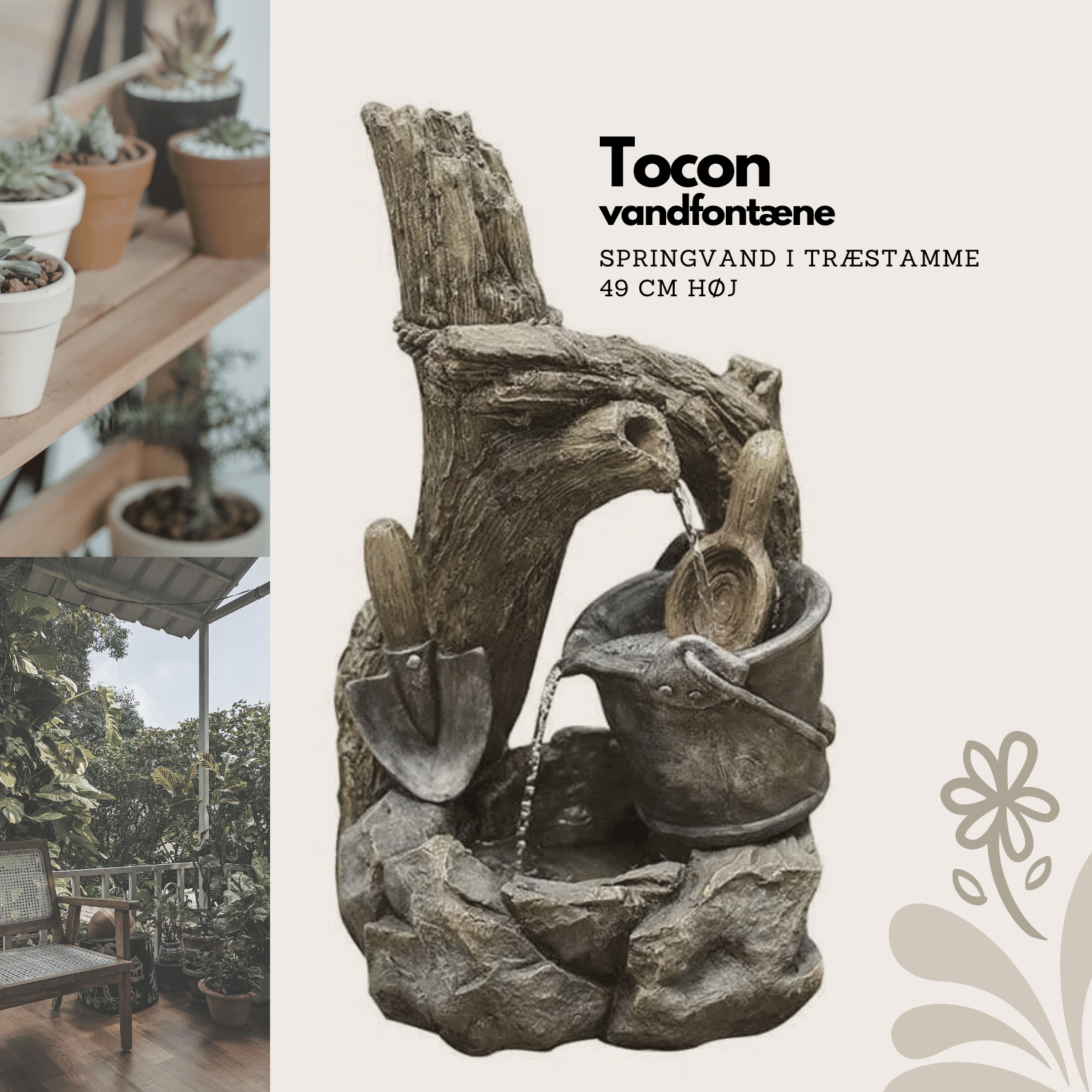Tocon Vandfontæne til Haven - Charmerende Dekoration