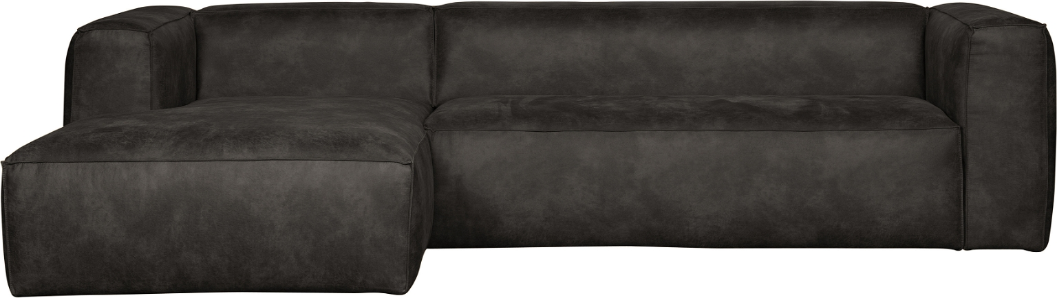 Hjørnesofa Venstrevendt Woood Bean   Sort Genbrugslæderlook 305x175 Cm