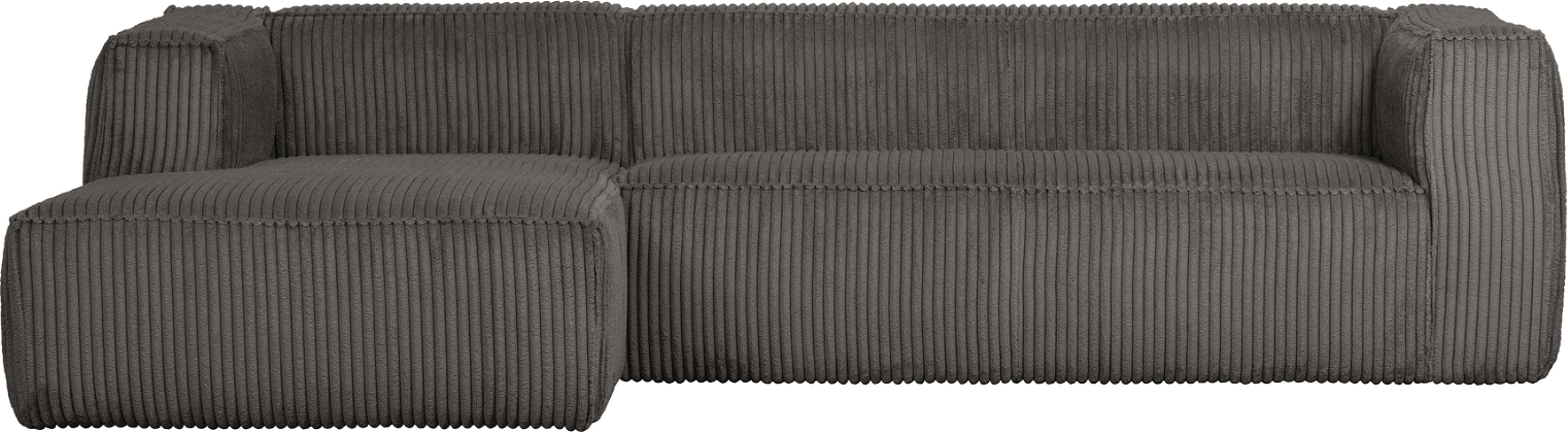 Hjørnesofa Venstrevendt Woood Exclusive Bean  Mørkegrå Split Rib-fløjl  73x305x175 Cm
