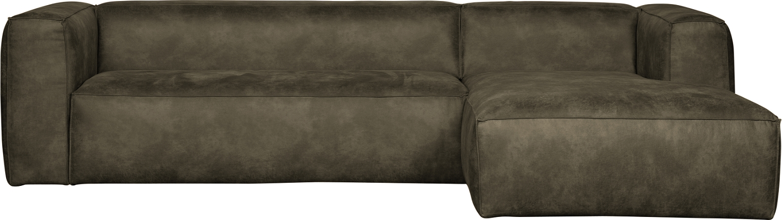 Hjørnesofa Woood Bean Højrevendt Army Grøn Læderlook Fsc-træramme 305ã 175 Cm