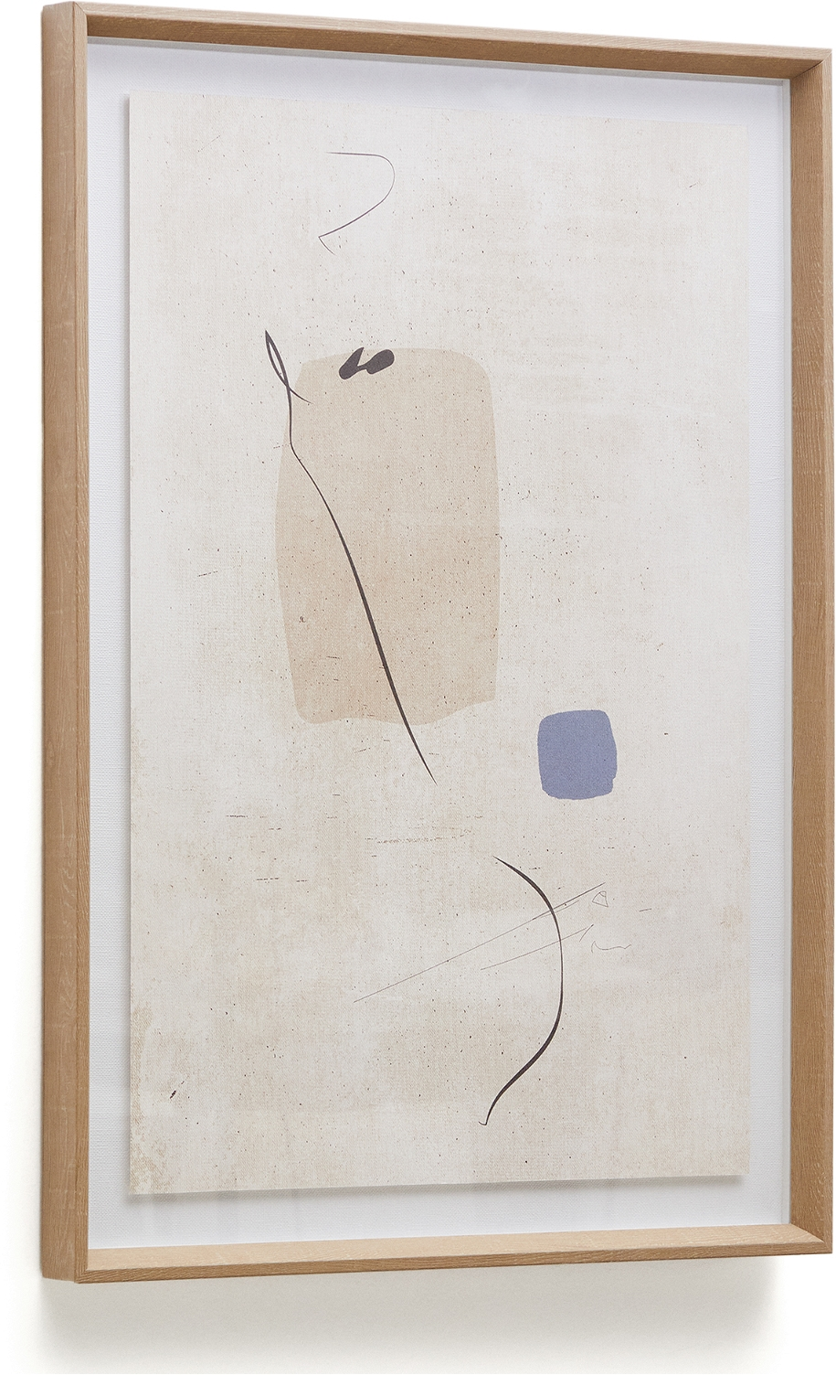 Abstrakt Maleri Kave Home Sormi 50x70 Cm Beige På Hør-lærred Med Glas