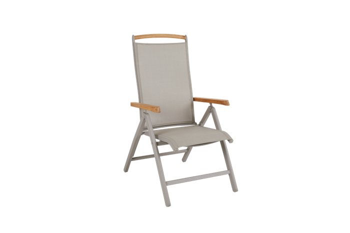 Andy Pos Stol Khaki Med Teak Havestole Brafab Enggården Havemøbler