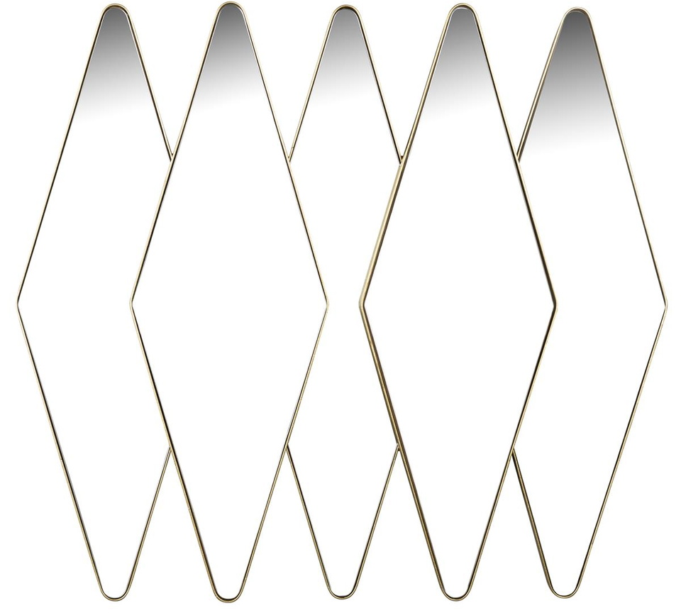 Asymmetrisk Vægspejl Dutchbone Kyoko Guldfinish Jern Med Fem Diamantspejle 77x70 Cm