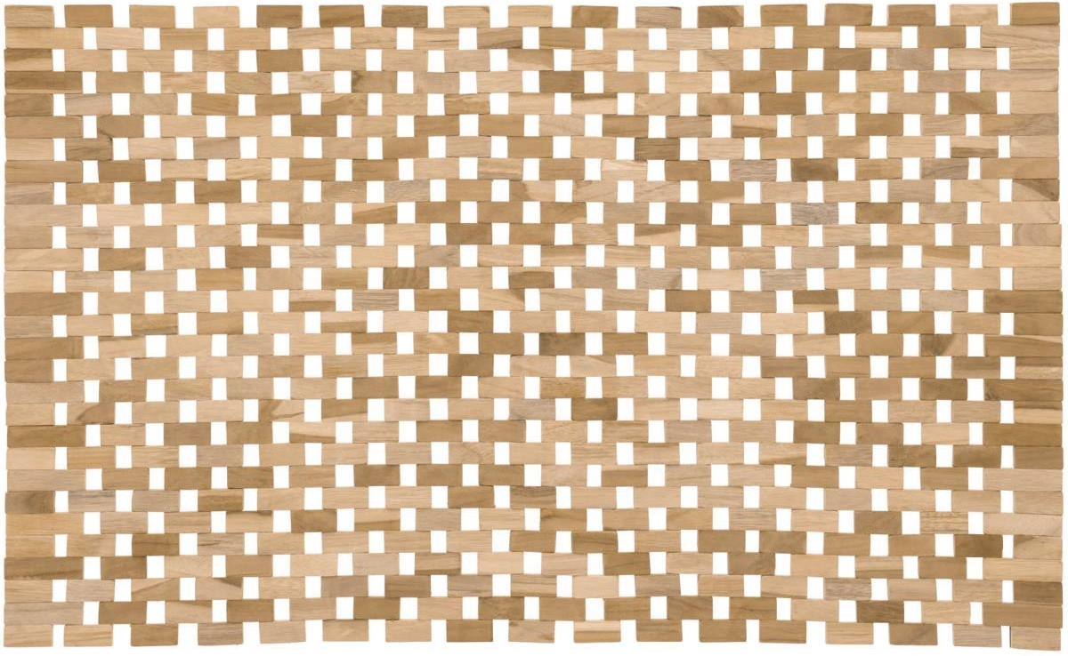 Bademåtte Kave Home Azuray   Massiv Teak 40x60 Cm   Rustik  Skridsikker Og Fugtbestandig