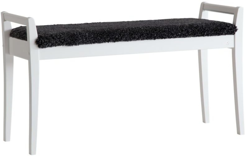 Elegant Bænk i Hvidolieret Birk med Fåreskind - Black Friday!