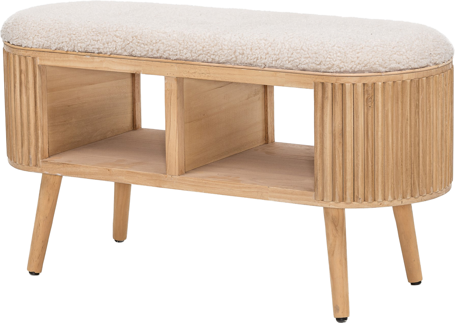 Bænk Til Entré Siddebænk Nordlys Furniture Isumi Hvid Bouclé Med Opbevaring B90ã D35ã H45 Cm