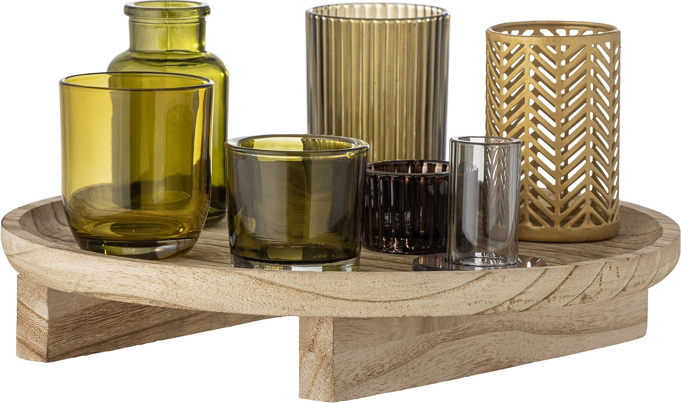 Sanga Fyrfadsstage Bakke i Naturfarvet Glas 32 cm