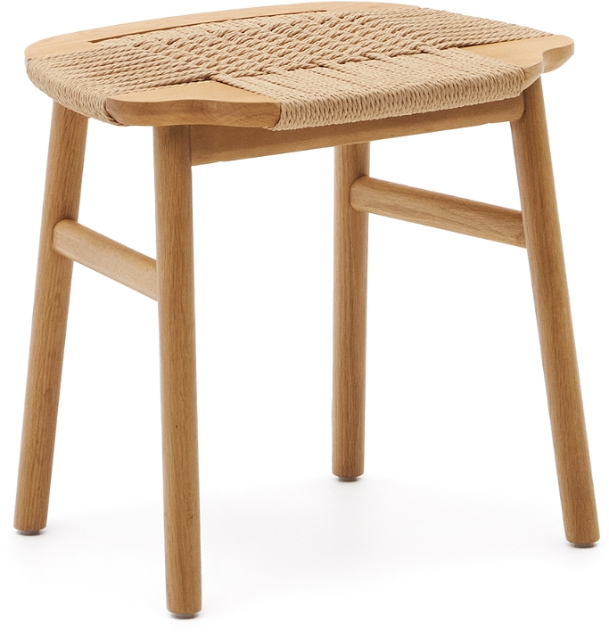 Barstol Barkrukke Kave Home Enit   Egetræ Med Papirsnorflet Natur H44xb37xl46