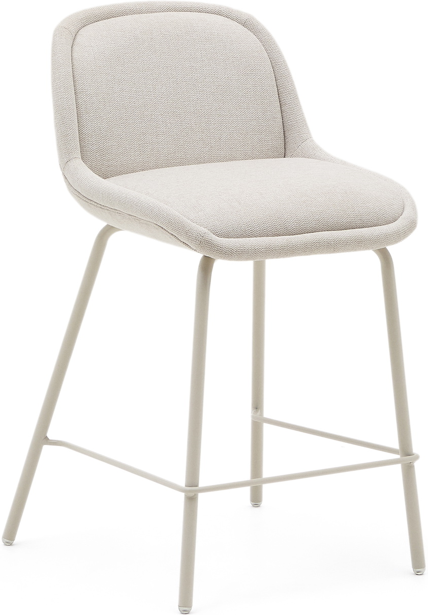 Barstol Kave Home Aimin   Beige Chenille Med Stålben  Fsc-certificeret Bæredygtig Konstruktion  65 Cm Siddehøjde