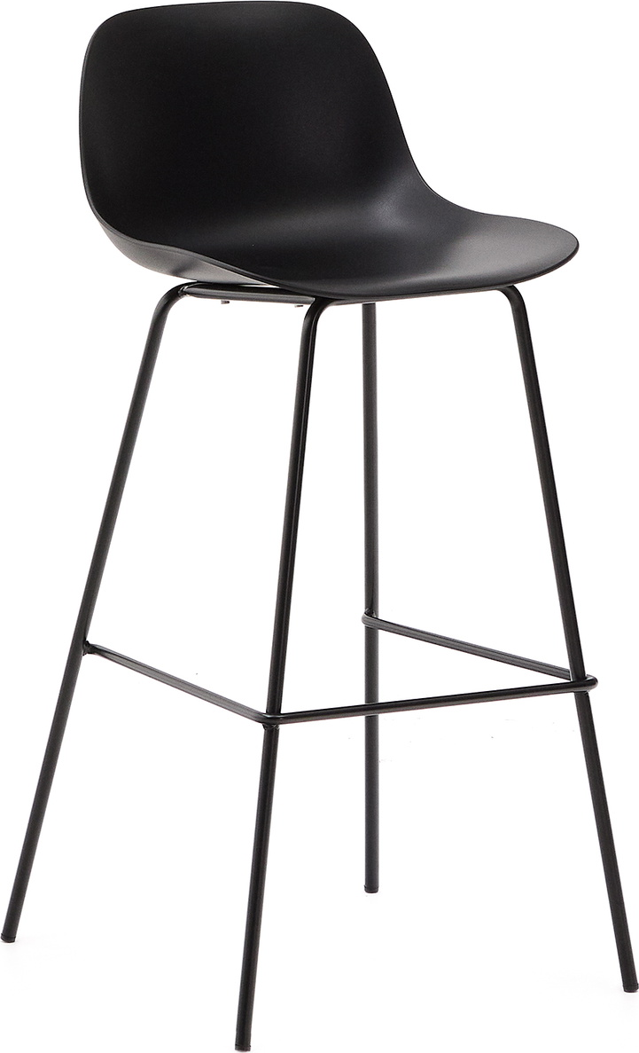 Barstol Kave Home Altea Sort   Genbrugsplast Uv-resistent Multifunktionel Stålben Med Fodstøtte H99 Cm