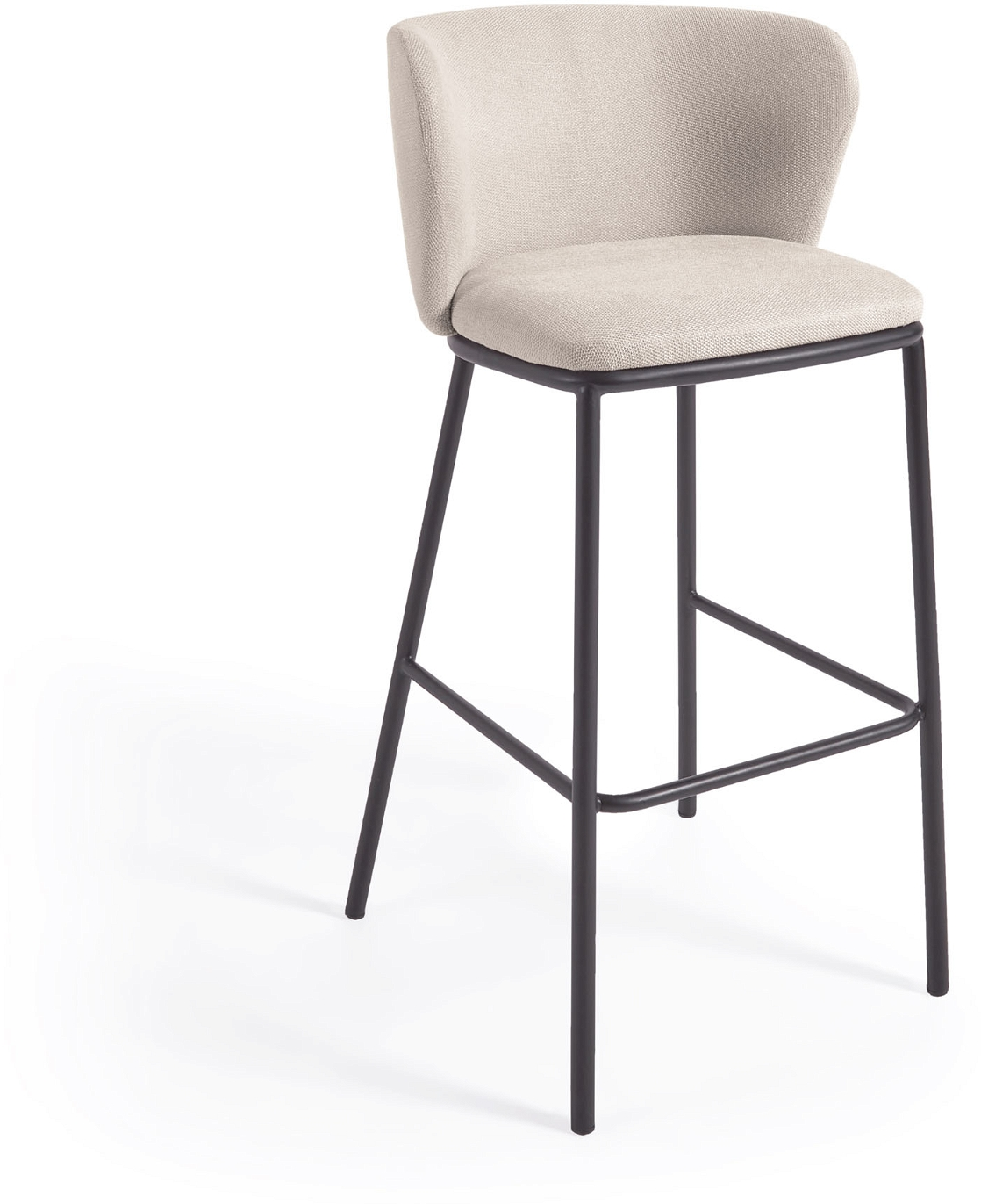 Barstol Kave Home Ciselia   Beige Polstret Chenillestof  Stålben