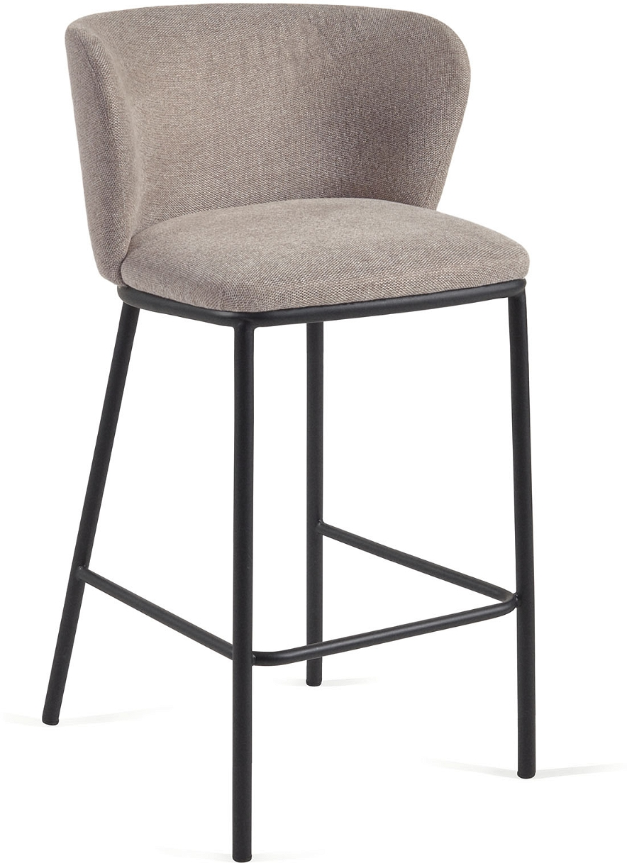 Barstol Kave Home Ciselia   Brun Chenille Med Mat Sort Stel H92 Cm   Moderne Nordisk Design