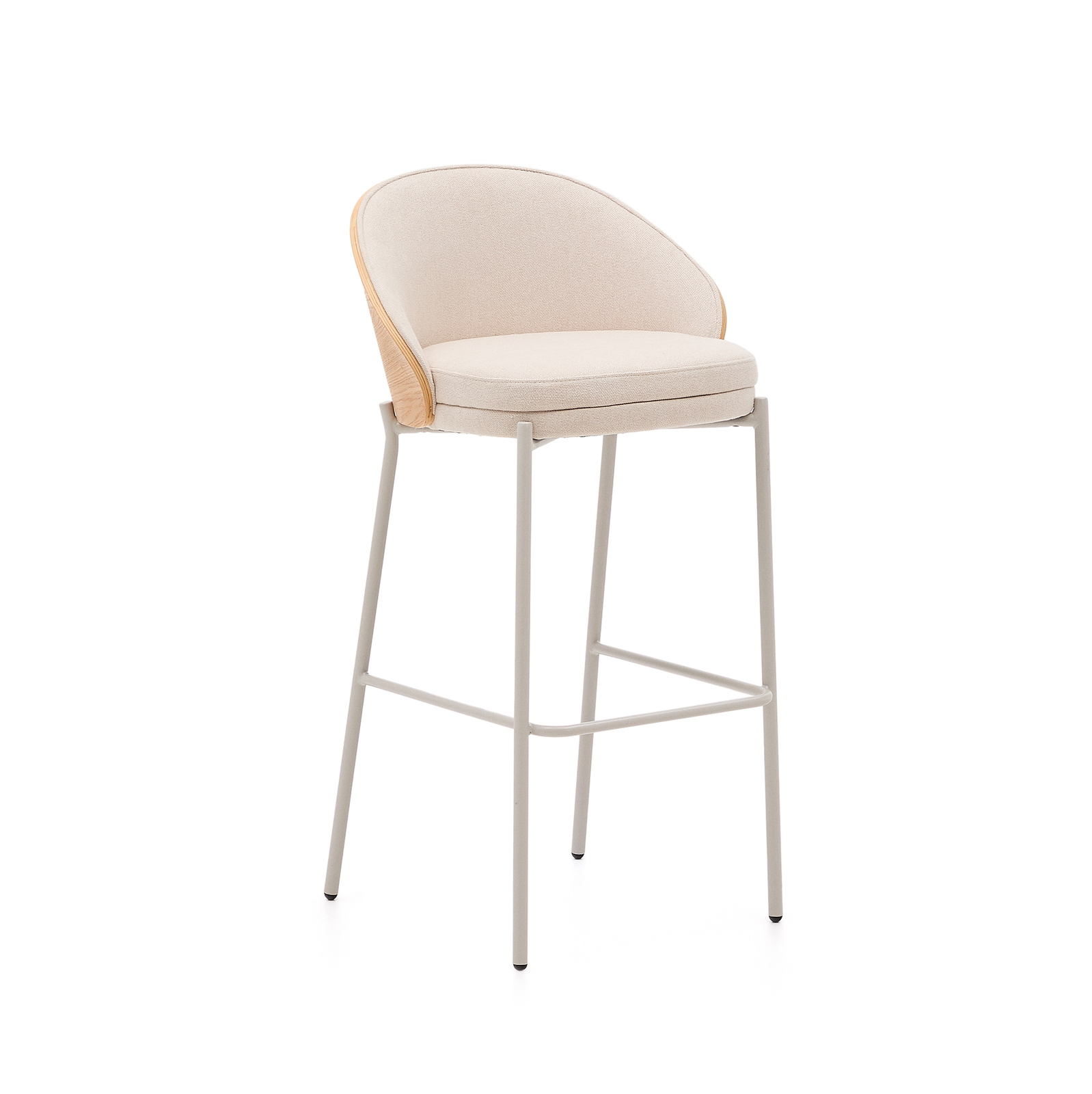 Barstol Kave Home Eamy i Beige Chenille med Stålramme