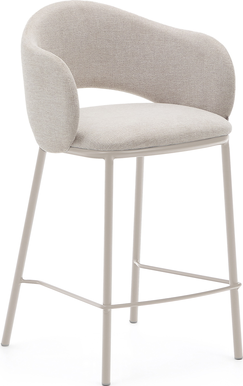 Barstol i beige stof med stålstel - industristil tilbud