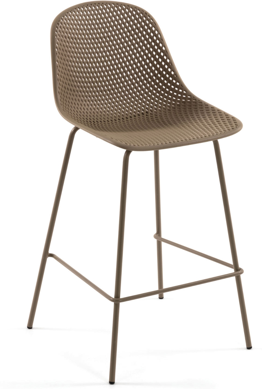 Barstol Kave Home Quinby Beige   Moderne Nordisk Højbordsstol   Polypropylen Og Stål H107ã B49ã D49 Cm