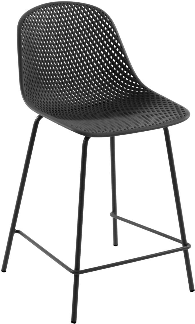 Barstol Kave Home Quinby Grå   97 Cm Høj Uv-resistent Polypropylen Stål Med Gulvbeskyttere Max 150 Kg
