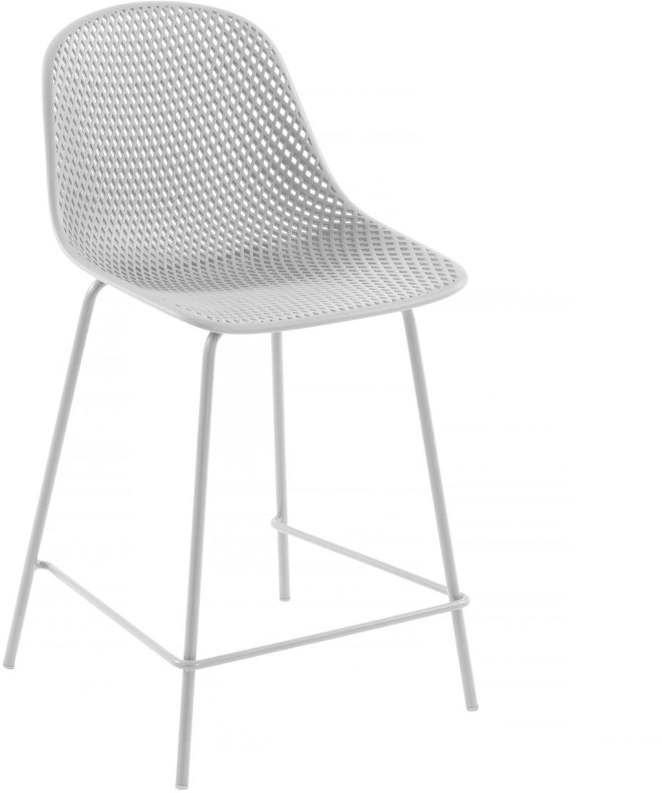Barstol Kave Home Quinby   Moderne Hvid Polypropylen Stål Barkrakk Med Fodstøtte  Uv-modstandsdygtig H97    D49 Cm