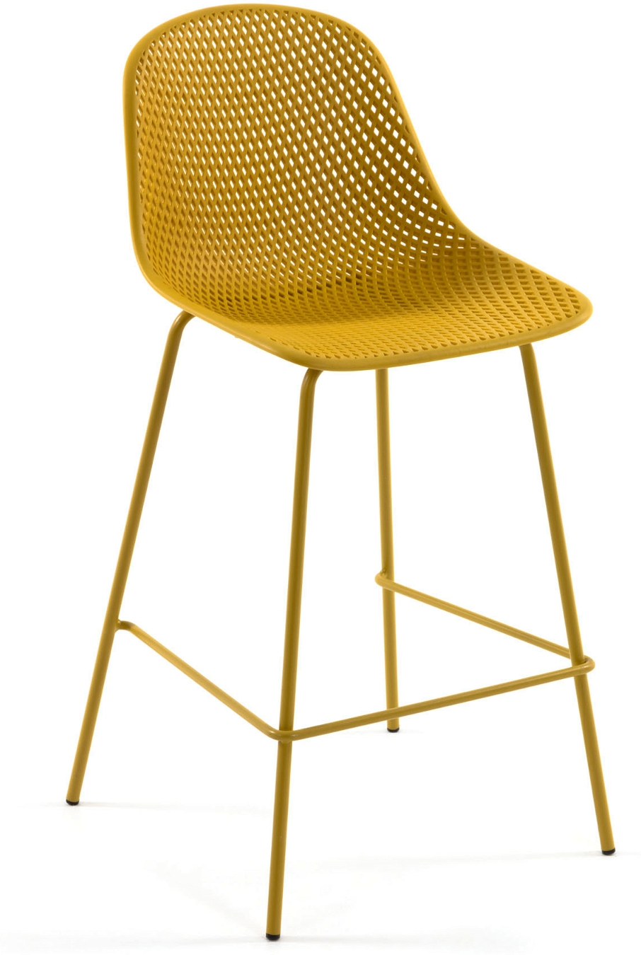 Barstol Kave Home Quinby Sennepsgul Polypropylen Pulverlakeret Stål H107   B49   D49 Cm