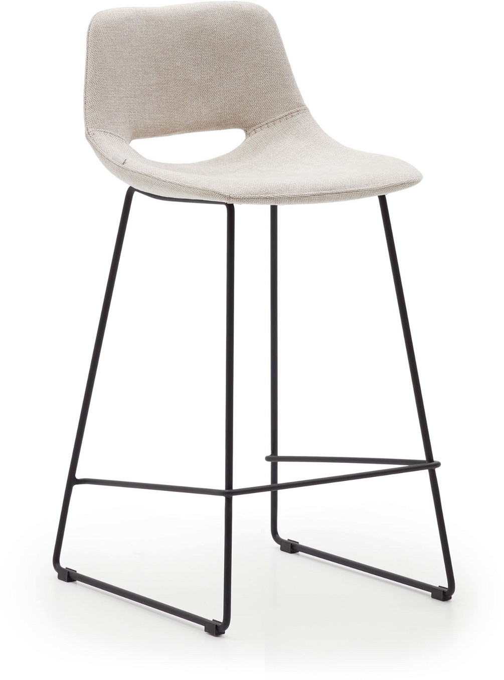 Barstol Kave Home Ziggy Polstret 95 Polyester Beige Med Sort Pulverlakeret Stålramme