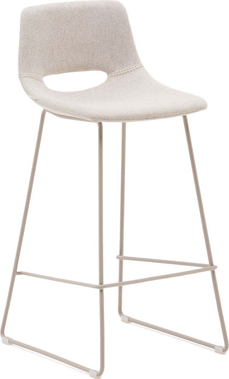 Barstol Kave Home Ziggy Zahara Beige Polstret Med Pulverlakeret Stel   Stål Og Integreret Fodstøtte