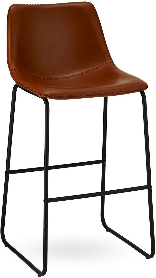 Barstol Kelso Fra Raymond   Hallmark   Brun Pu-læder Med Sorte Metalben  97   46   54 Cm