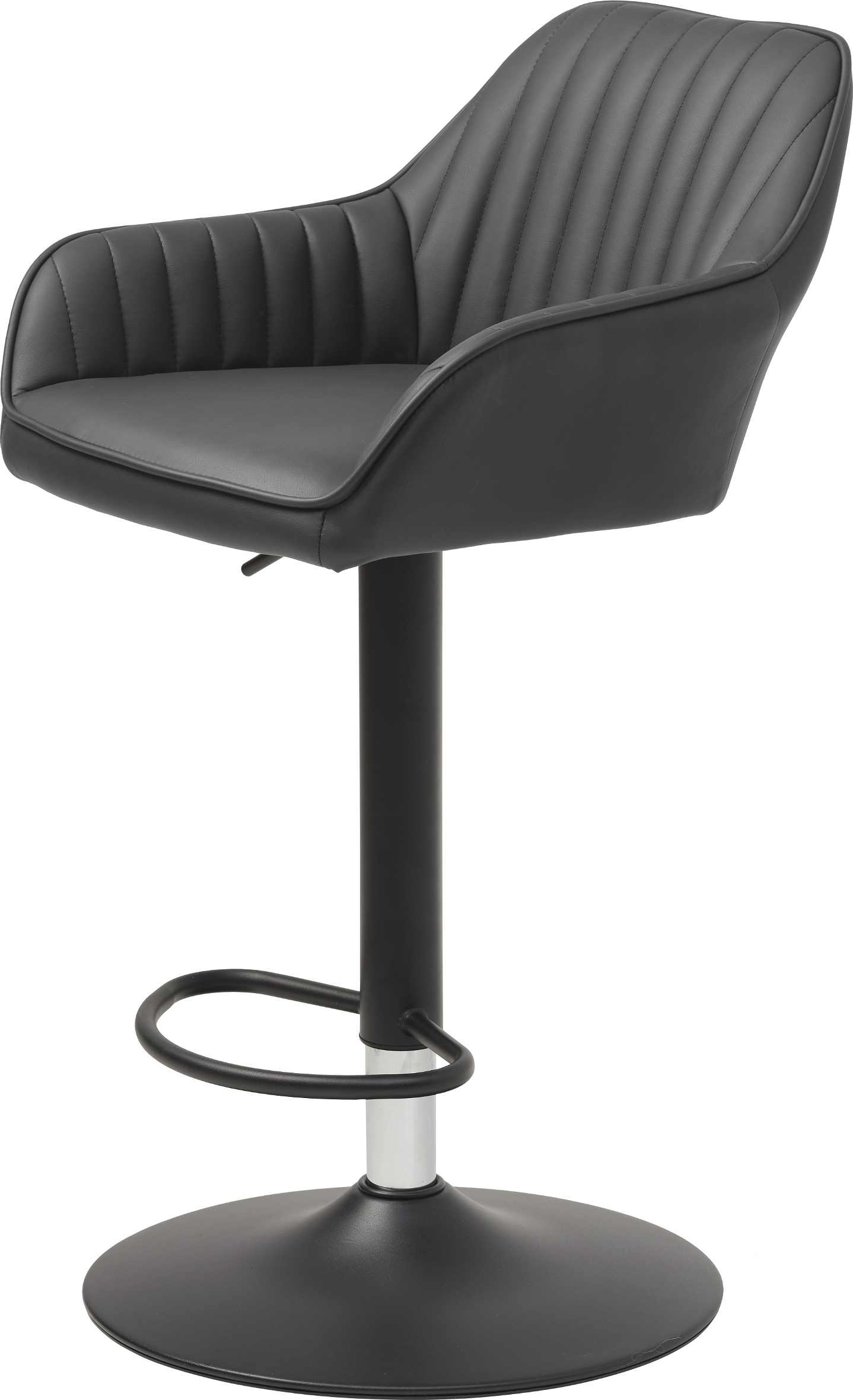 Barstol Nordique Design Brooks Justerbar 89-104 Cm Mørkegrå Pu Vintage Kunstlæder Med Armlæn Metalben