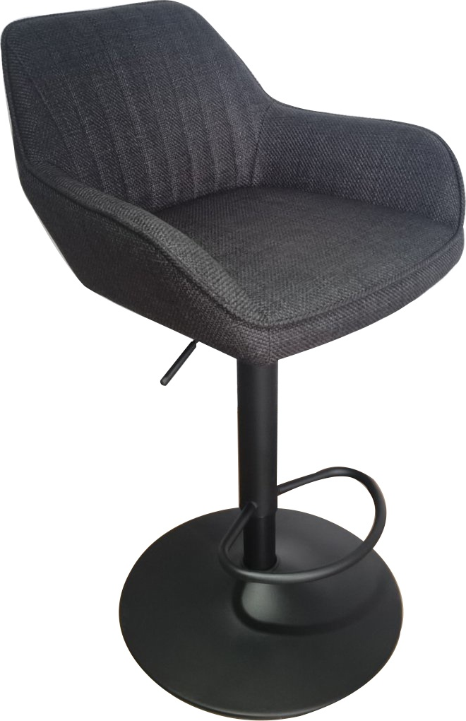 Barstol Nordique Design Nolan Mørkegrå Stof Med Diagonalt Mønster Og Sorte Metalben H103 5ã B50 5ã D52 Cm
