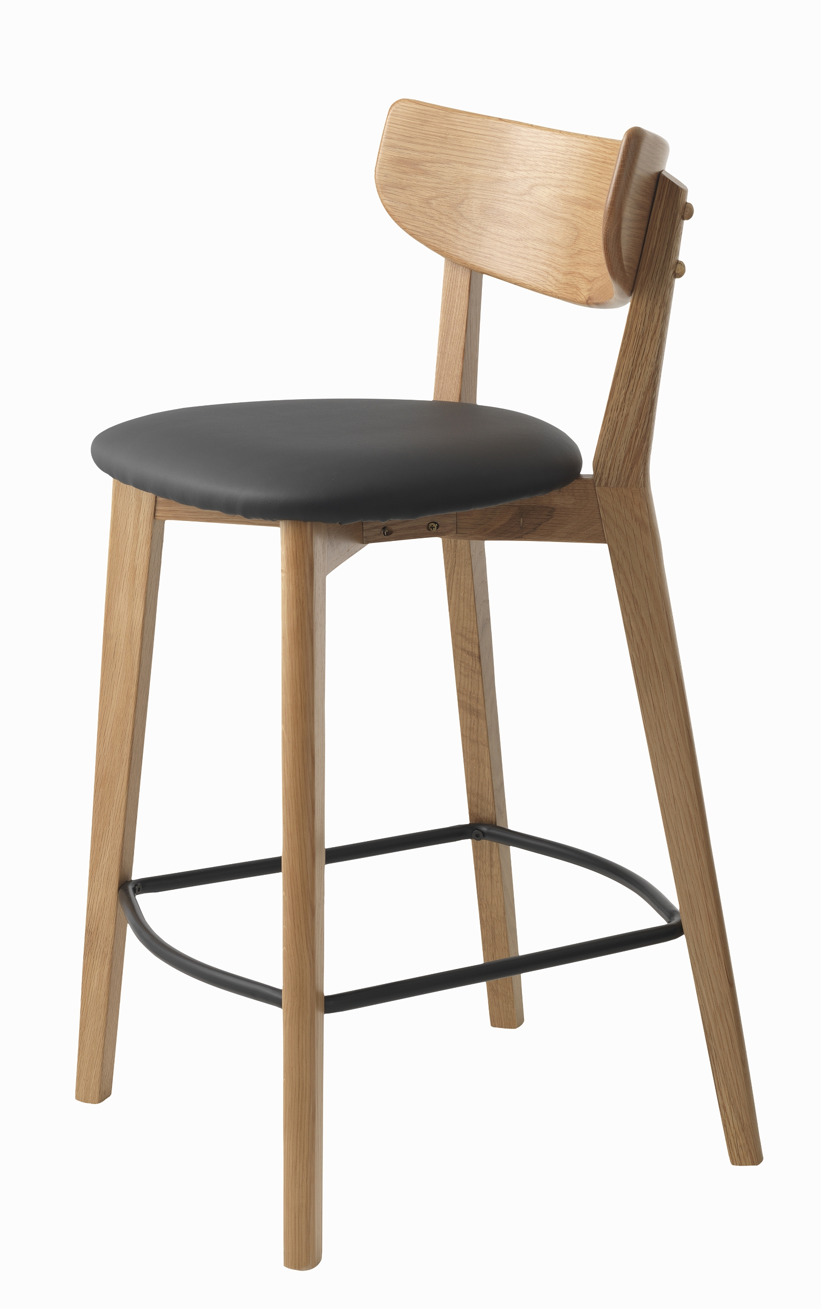 Barstol Nordique Design Pero Bordskammel Sort Natur Egetræ Pu Vintage H93xb47xl50 Cm