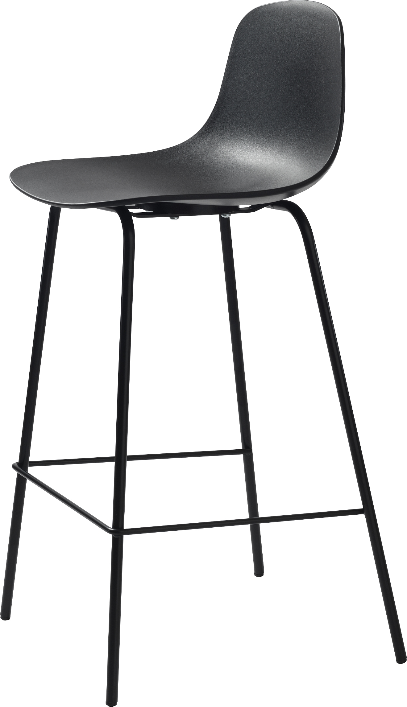 Barstol Nordique Design Whitby   Sort Pp-skal  Ergonomisk  Metalben H92   B40 Cm