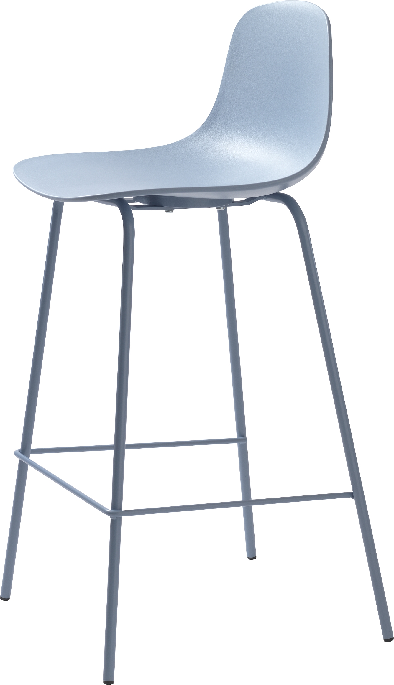 Barstol Nordique Design Whitby Støvet Blå   Ergonomisk Pubstol Med Pp-skal Og Metalben   -pak