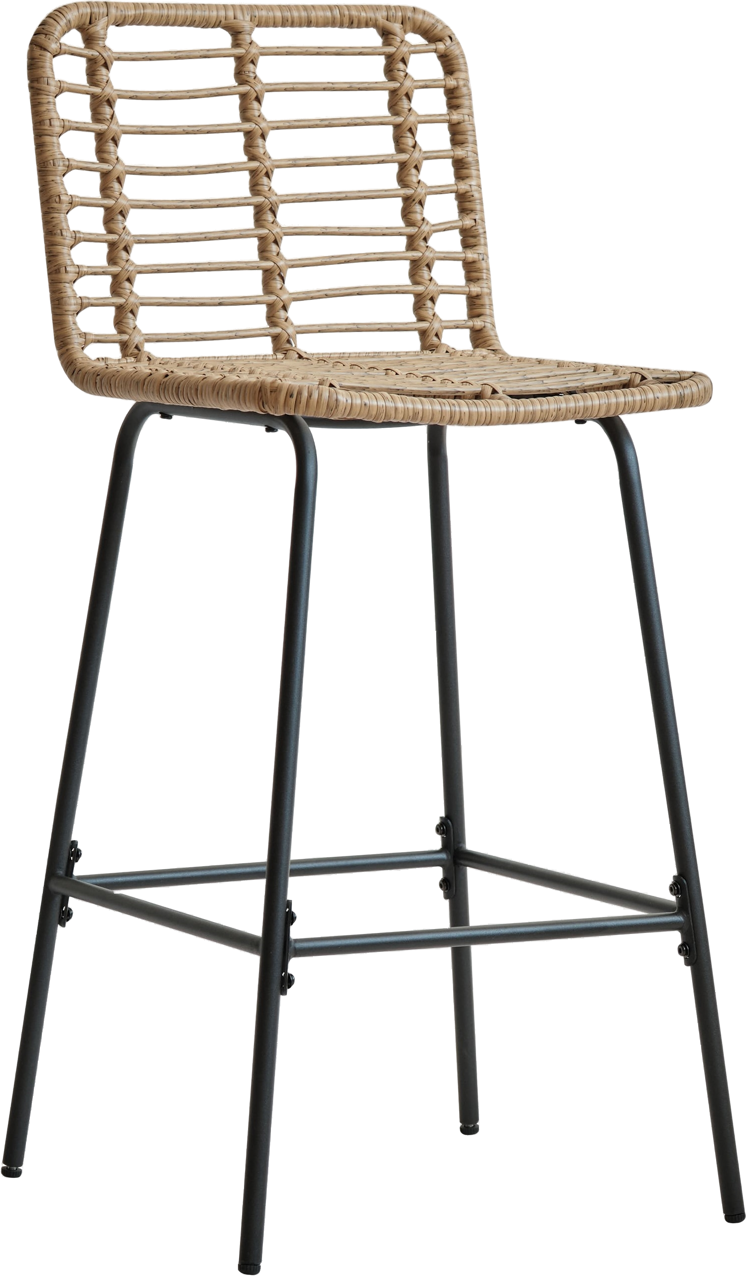 Barstol Nordlys Furniture Tabbangkok Håndvævet Natur Rattan Med Mat Sort Metalstel H103 Cm