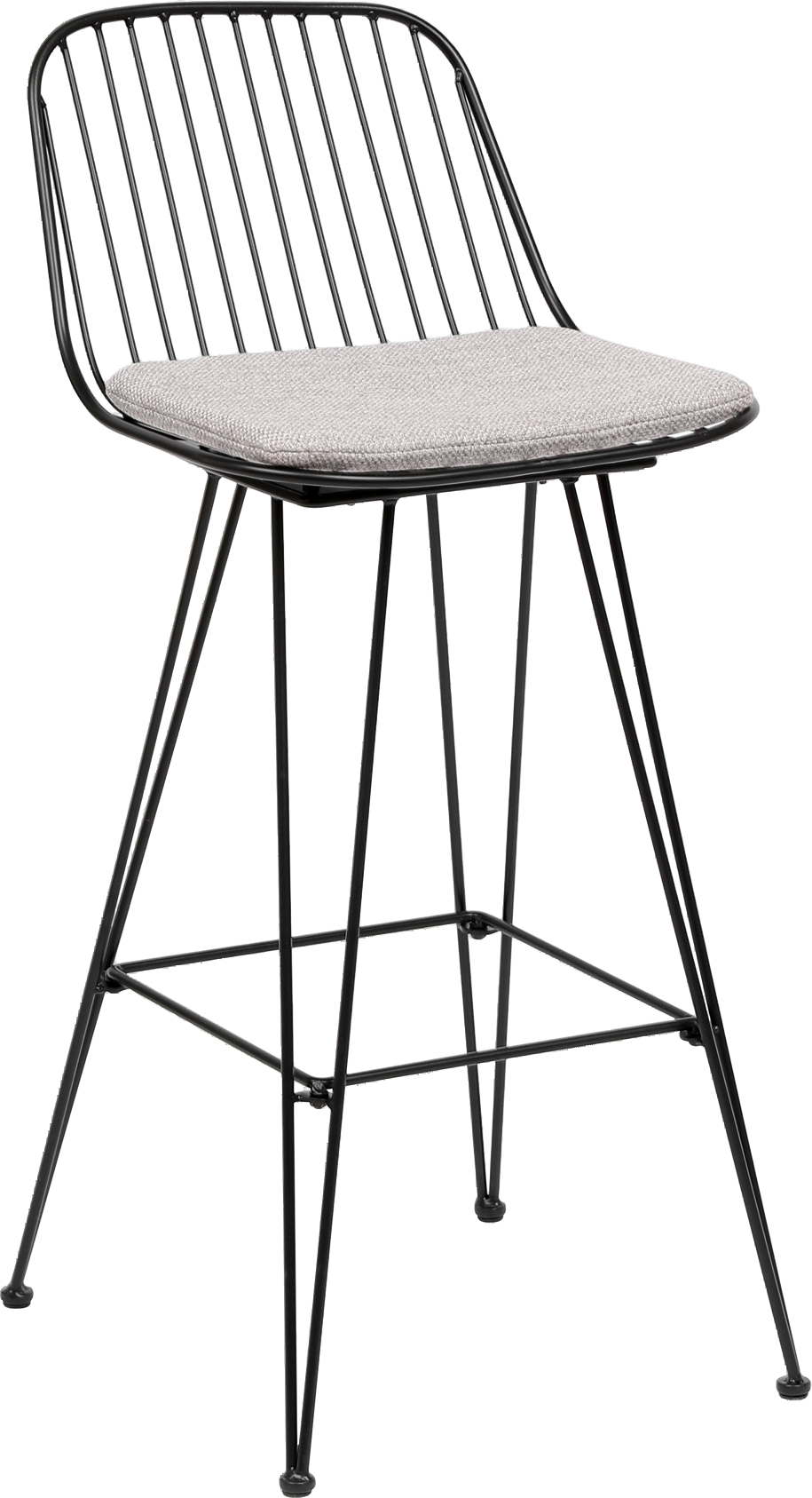 Barstol Nordlys Furniture Tabchester Industrielt Metalstel Med Sort Epoxyfinish  Gråt Fsc-tekstilsæde  75 Cm Siddehøjde