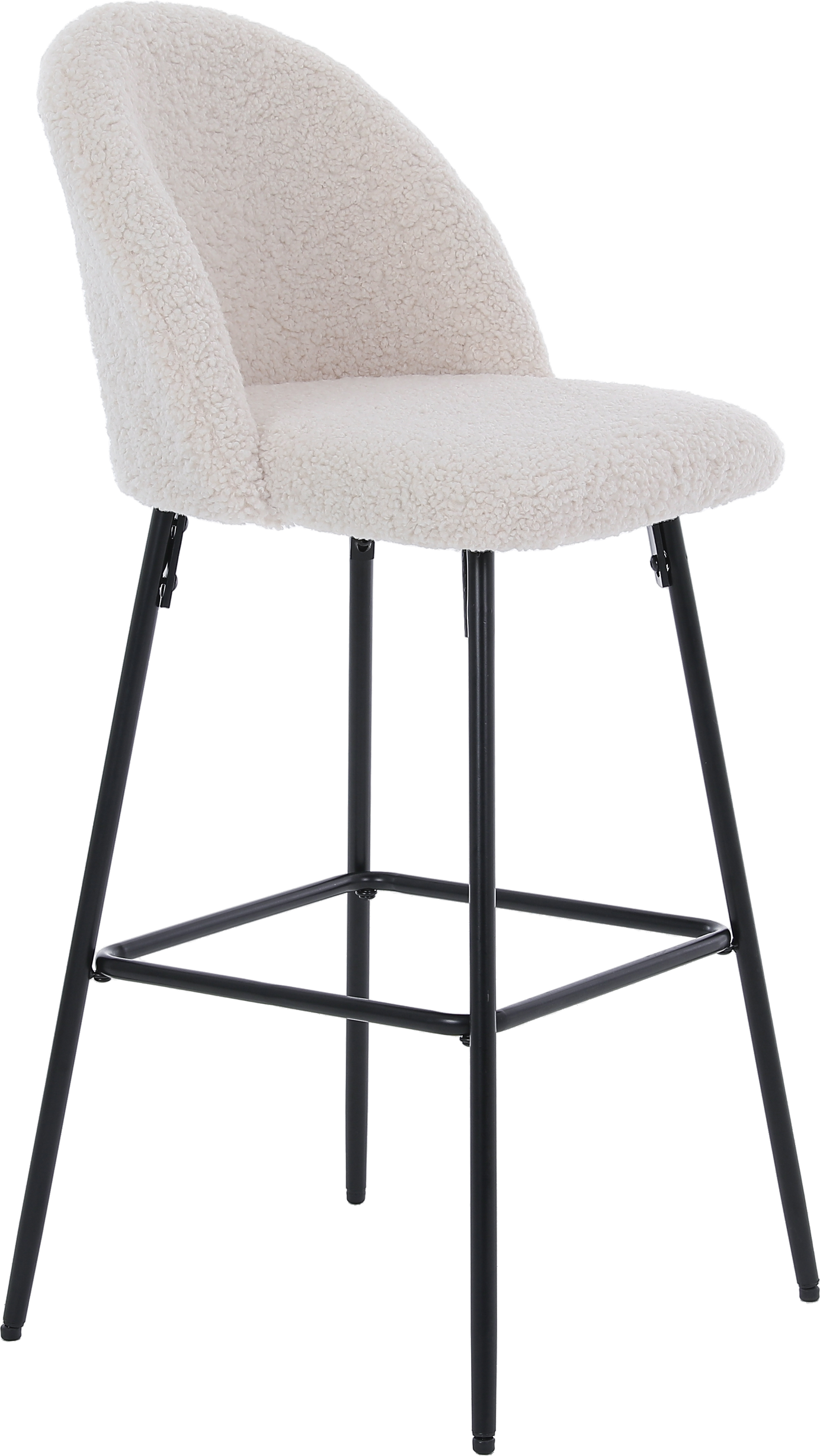Barstol Nordlys Furniture Tabnilsson   Polstret Bouclé   Hvid Med Sort Epoxylakeret Stel