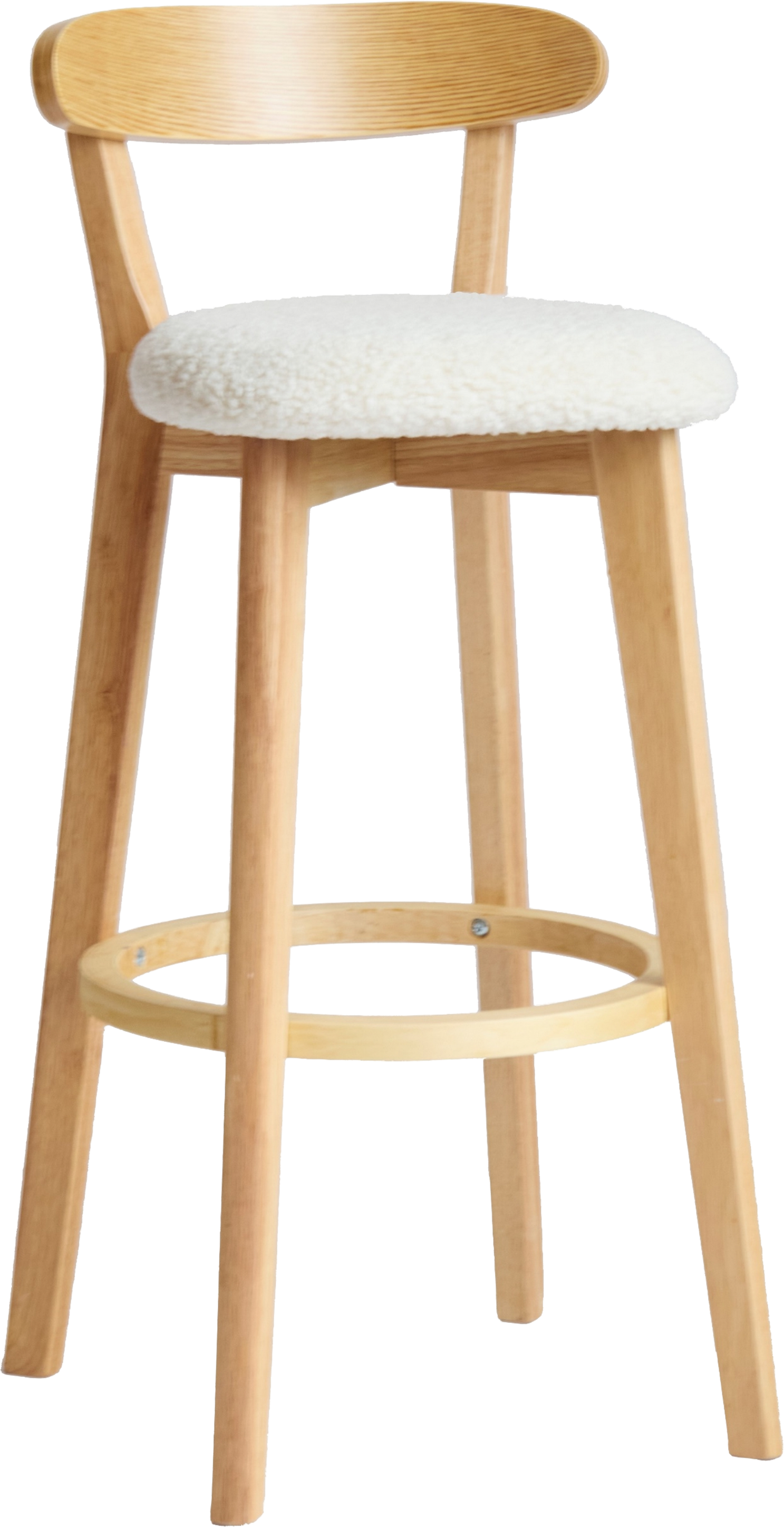 Barstol Nordlys Furniture Tabvitoria  Hvid Bouclé  Fsc-træ  Skandinavisk Design  H92xb38xd42
