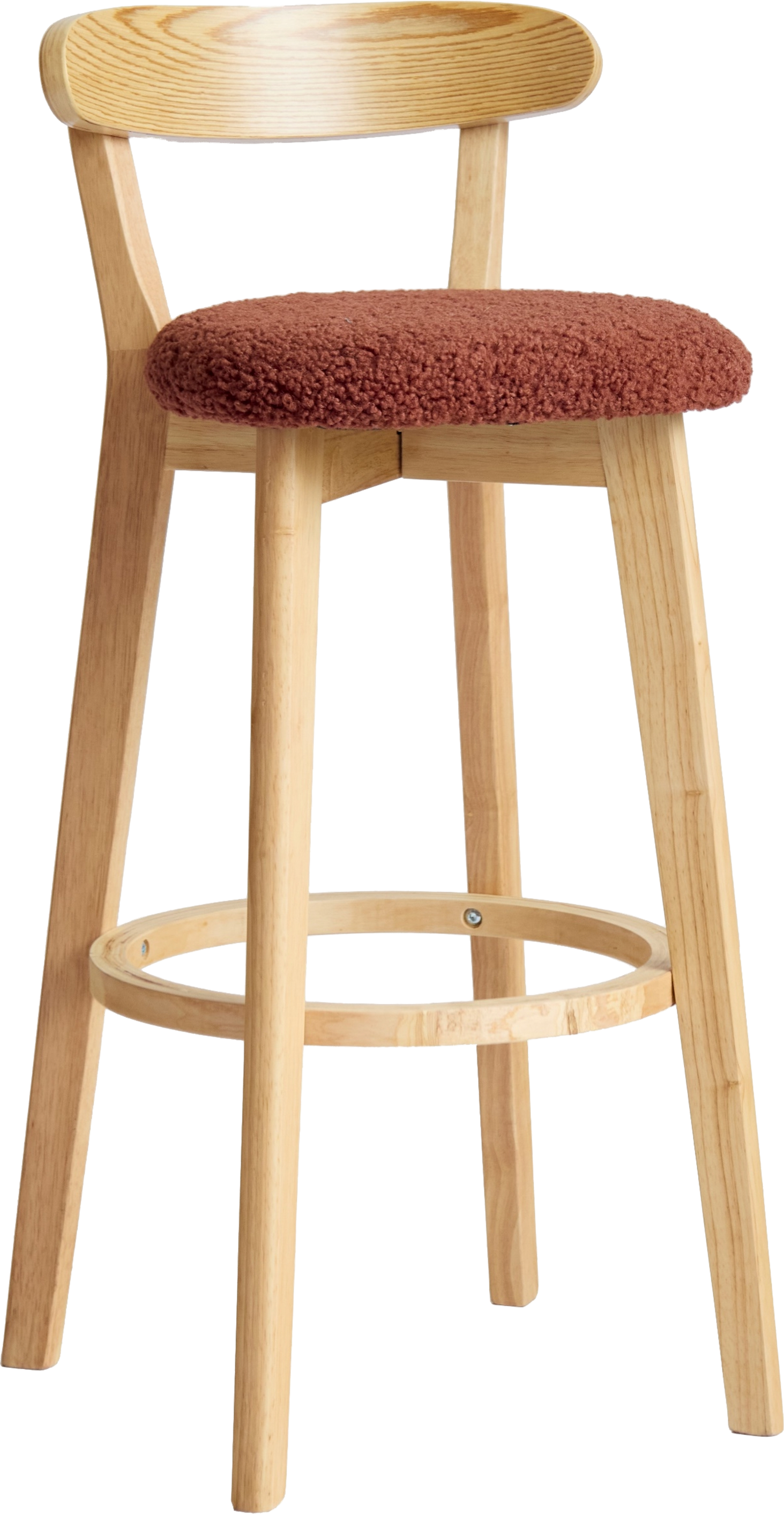 Barstol Nordlys Furniture Tabvitoria Rød Bouclé Fsc-træstel H92ã B38ã D42 Cm