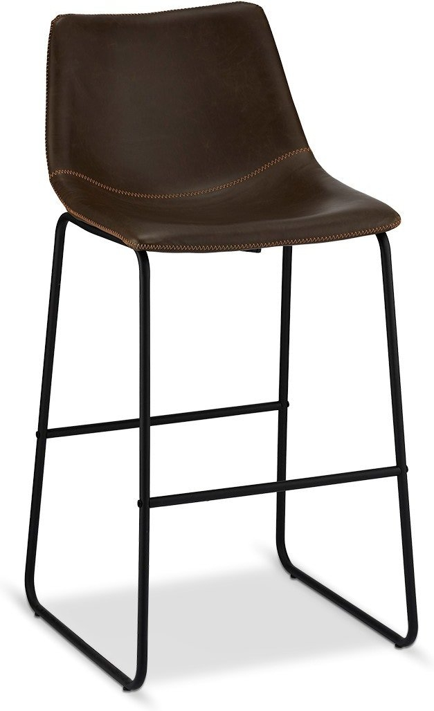 Barstol Raymond   Hallmark Kelso   Mørkebrun Pu-læder H97   B46   D54 Cm Med Sorte Metalben