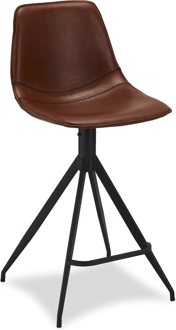 Barstol Raymond   Hallmark Kirkcolm   Lysebrun Pu-læder  Stålbase  H98ã B48ã L57 Cm